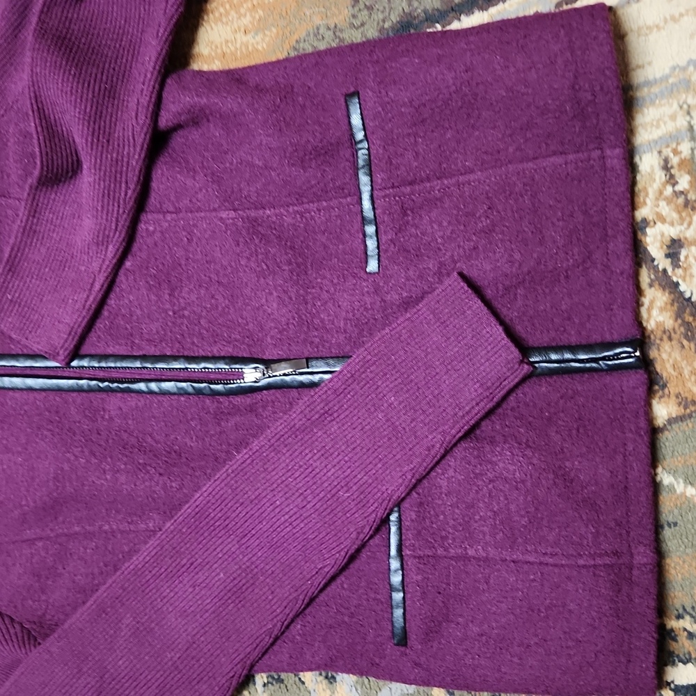 Alfani Purple Cardigan with Black Trim - Picture 2 of 8